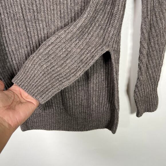 AllSaints Women's Riva V-Neck Wool Alpaca Blend Sweater XS Hi-Low Mocha Brown - Picture 6 of 8